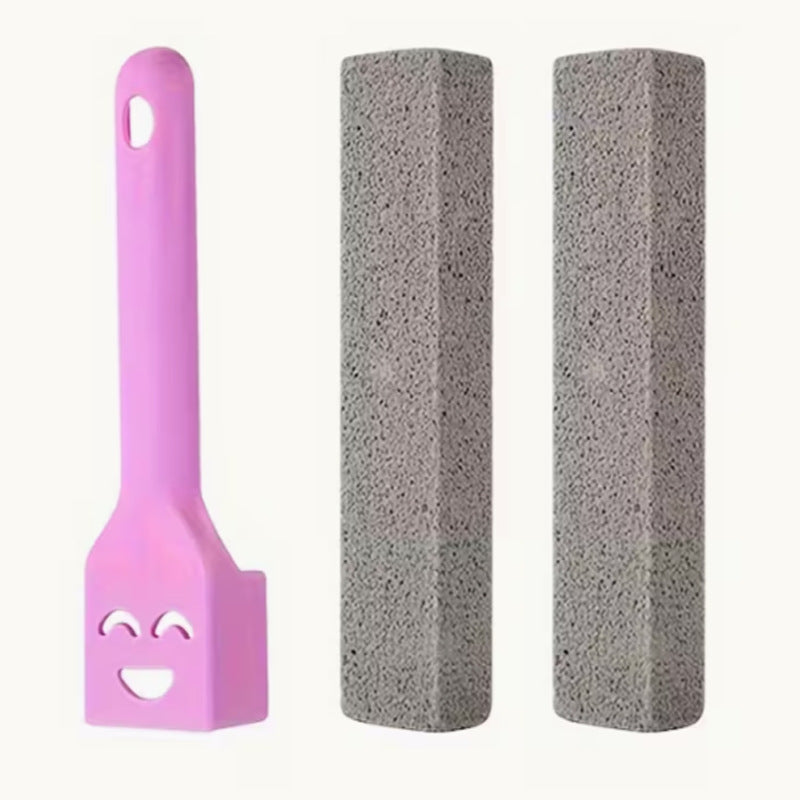 Pumice Stone Toilet Bowl Cleaner with Ergonomic Long Handle | Hard Water Ring & Limescale Stain Remover for Bathroom, Sink, Tile, Bath-tub and BBQ Grill