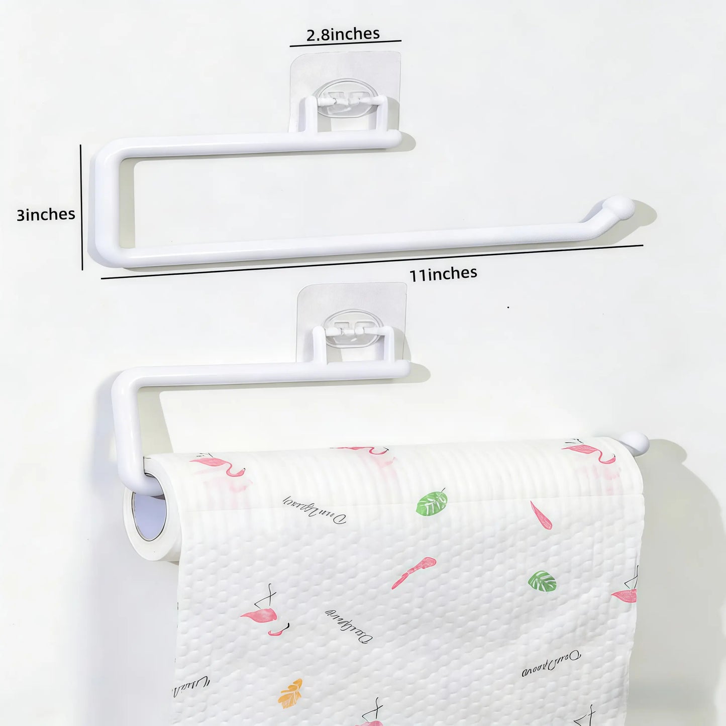 Self-Adhesive Paper Towel Holder Under Cabinet – No Drill Adhesive Paper Towel Rack for Kitchen & Bathroom – 11 Inch Wall Mount Roll Holder for Standard Rolls