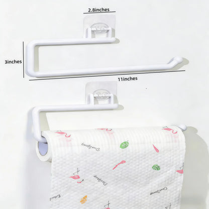 Self-Adhesive Paper Towel Holder Under Cabinet – No Drill Adhesive Paper Towel Rack for Kitchen & Bathroom – 11 Inch Wall Mount Roll Holder for Standard Rolls