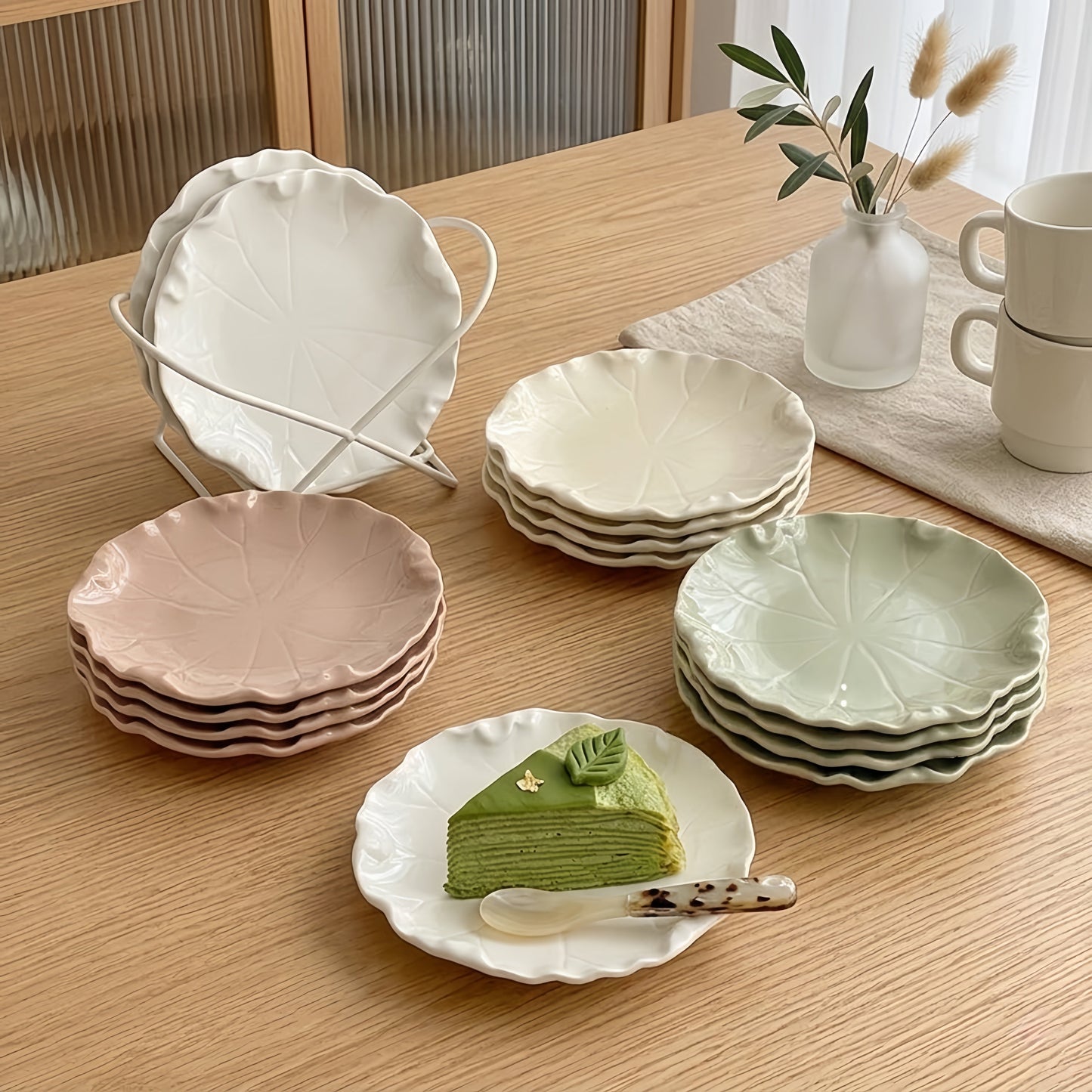Cute Lotus Leaf Ceramic Dessert Plate