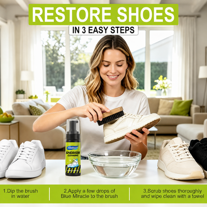 Sneaker Cleaning Kit Premium Foam Shoe Cleaner for White Shoes, PU & Synthetic Leather, Canvas, Mesh & Rubber Gentle, Non-Bleach Formula with Brush, Microfiber Towel & Cleaning Wipe 100ml