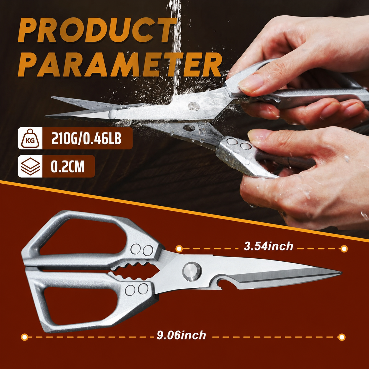 Kitchen Scissors All Purpose -FallFreshness- Stainless Steel Kitchen Shears, Sharp Silver Meat Scissors, Dishwasher Safe, Poultry Shears, Japanese Cooking Scissors for Food, Chicken Bones, and Turkey, Christmas Gift!