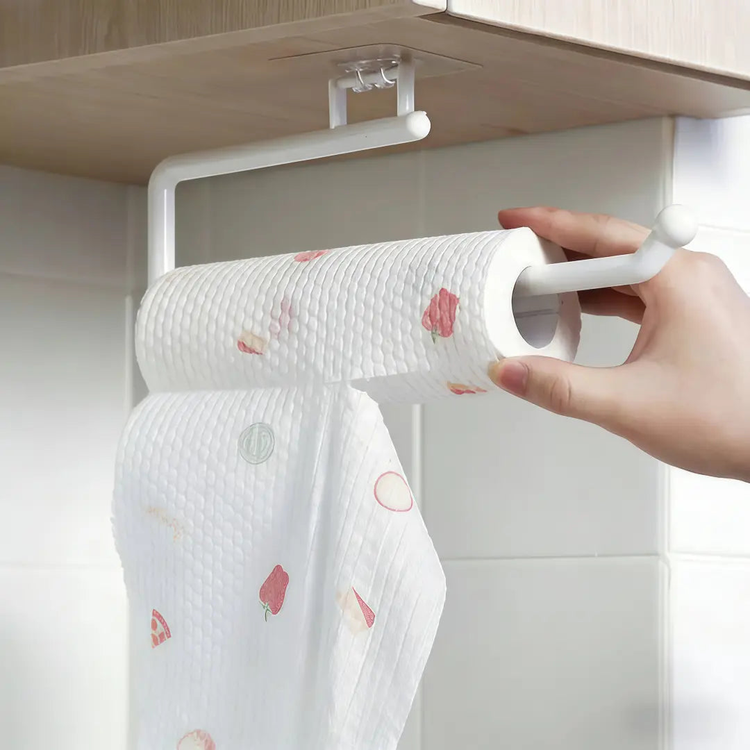 Self-Adhesive Paper Towel Holder Under Cabinet – No Drill Adhesive Paper Towel Rack for Kitchen & Bathroom – 11 Inch Wall Mount Roll Holder for Standard Rolls