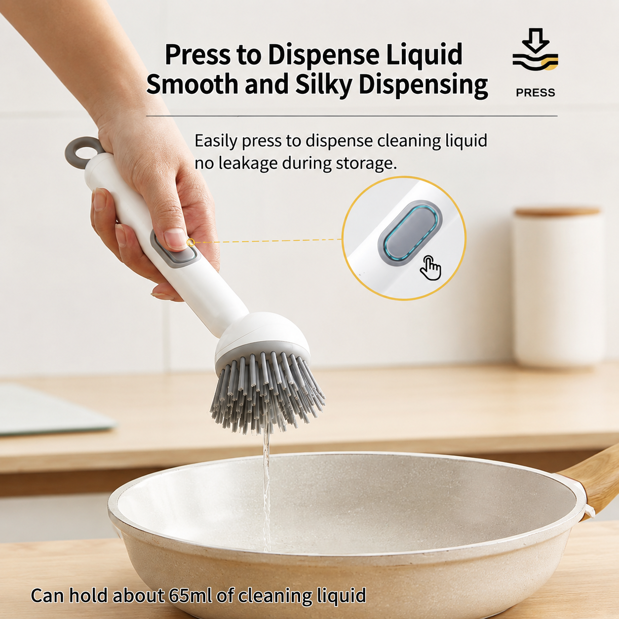 Dish Brush -6-in-1 Dish Brush with Detergent Dispenser - Adjustable Angle & Rotating Scrub Brush for Pots, Pans, Dishes & Utensils | Kitchen Cleaning Brush with Wall Mount for Sink, Stove & Cookware