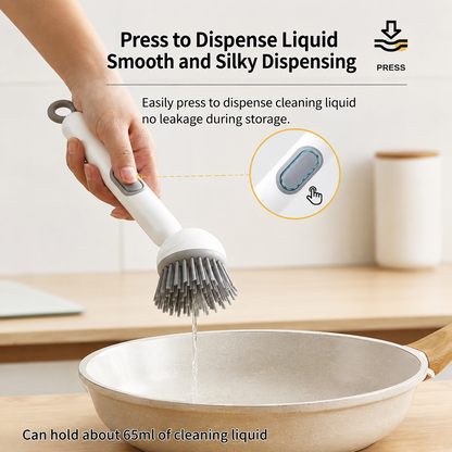 Dish Brush -6-in-1 Dish Brush with Detergent Dispenser - Adjustable Angle & Rotating Scrub Brush for Pots, Pans, Dishes & Utensils | Kitchen Cleaning Brush with Wall Mount for Sink, Stove & Cookware