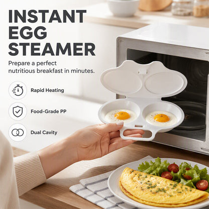 🥚Microwave Egg Poacher🥚 –🍳Dual‑cavity, non‑stick & easy clean. Healthier than frying