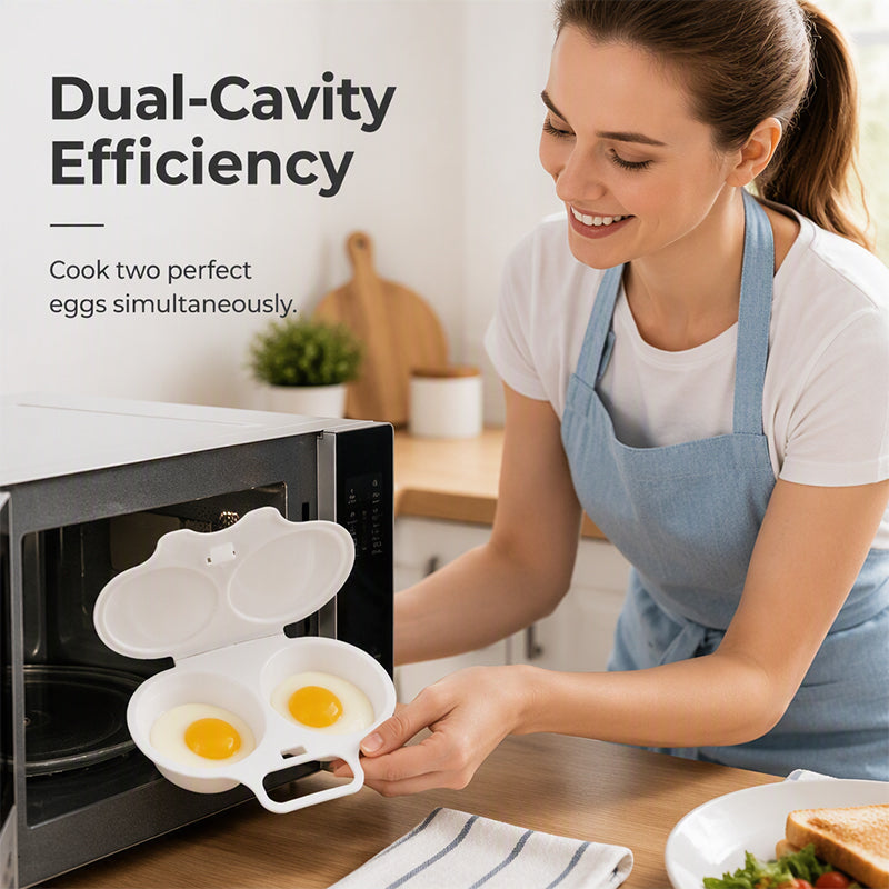 🥚Microwave Egg Poacher🥚 –🍳Dual‑cavity, non‑stick & easy clean. Healthier than frying