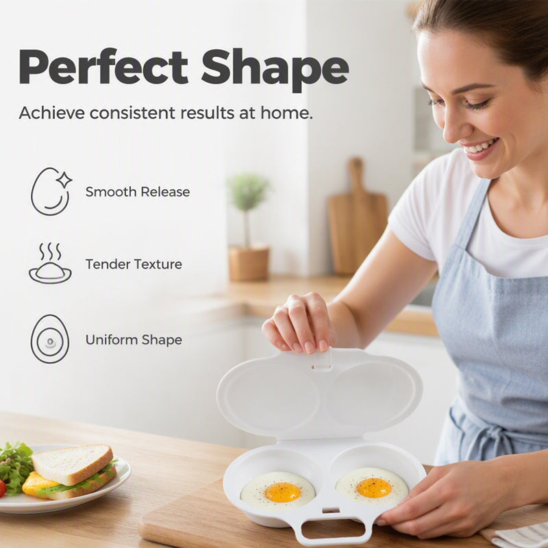 🥚Microwave Egg Poacher🥚 –🍳Dual‑cavity, non‑stick & easy clean. Healthier than frying