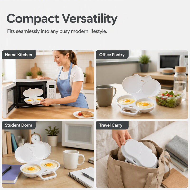 🥚Microwave Egg Poacher🥚 –🍳Dual‑cavity, non‑stick & easy clean. Healthier than frying